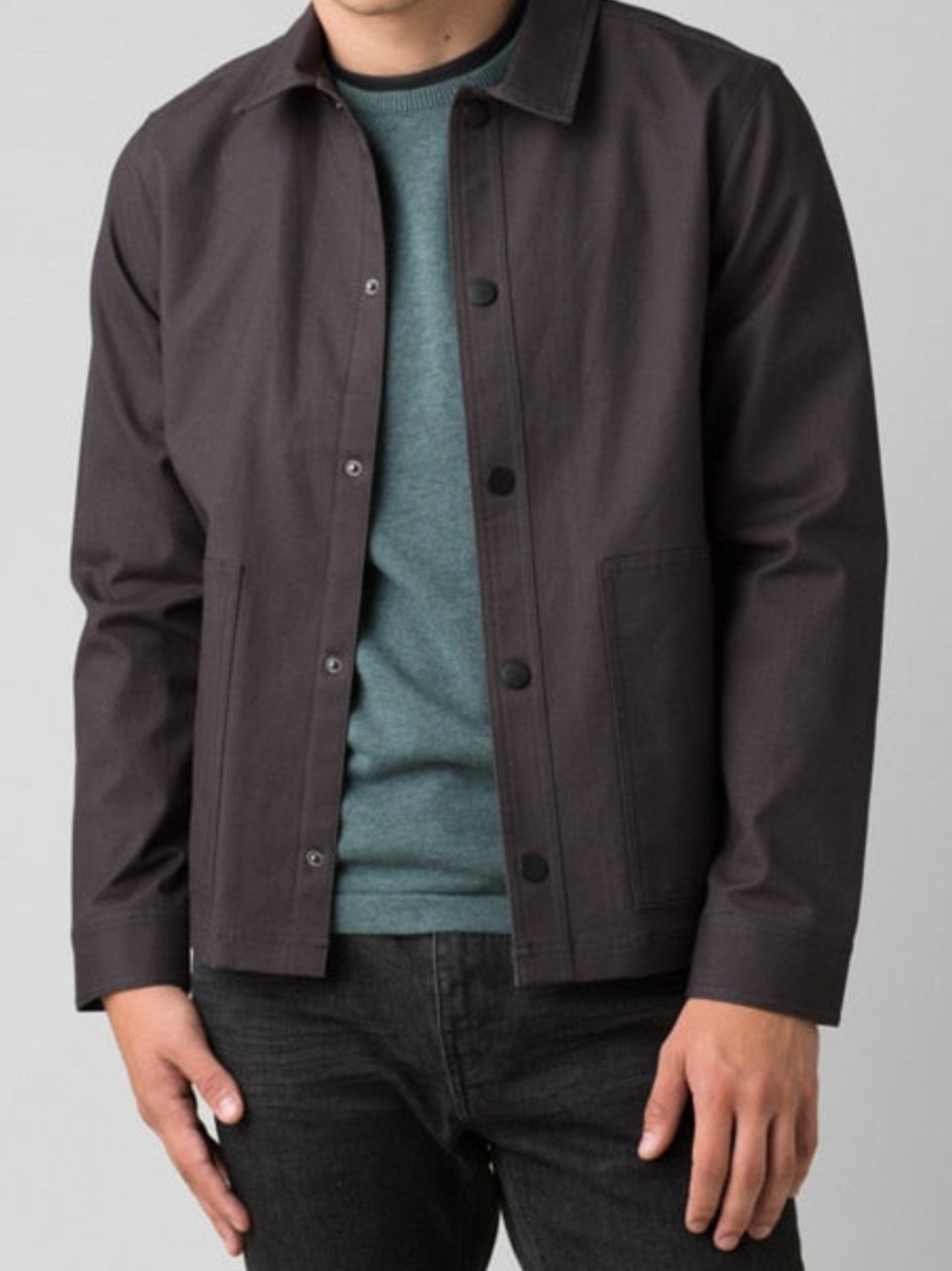 Prana Men’s Westside Jacket Size XL Gray Snap Front  Utility Shacket Canvas